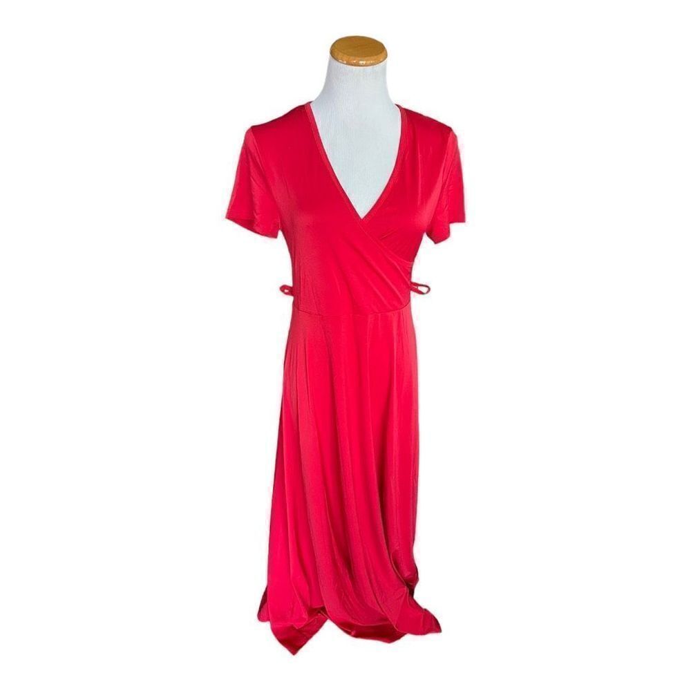 NWT Womens W• Heaven Red Faux Wrap Maxi Dress - Sz M